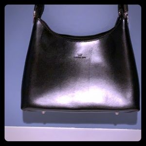 Italian black leather couture purse